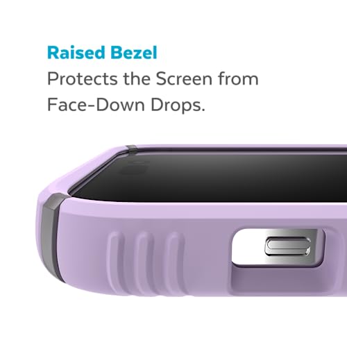 Speck iPhone 14 Pro Case - Drop Protection, Scratch Resistant, Dual Layer Slim Phone Case for 6.1 Inch iPhones 14 Pro - Built for MagSafe - Presidio2 Grip - Spring Purple/Cloudy Grey/White