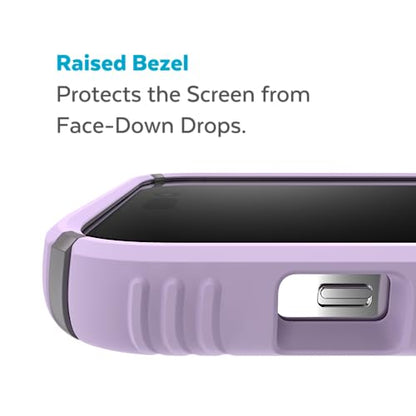 Speck iPhone 14 Pro Case - Drop Protection, Scratch Resistant, Dual Layer Slim Phone Case for 6.1 Inch iPhones 14 Pro - Built for MagSafe - Presidio2 Grip - Spring Purple/Cloudy Grey/White