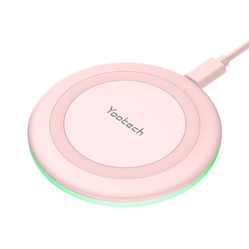 Yootech Wireless Charger,10W Max Wireless Charging Pad(No AC Adapter) | Compatible with iPhone 17/17 Pro/17 Pro Max/Air/16/15/14/13/SE 2022/12/11,Samsung Galaxy S25/S24/S23,for AirPods Pro 3 - color: Chalk Pink