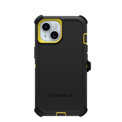 OtterBox iPhone 15, iPhone 14, & iPhone 13 (Only) - Defender Series Screenless Case - Night (Black & Yellow) - Rugged & Durable - with Port Protection - Holster Clip Includes - color: Night (Black & Yellow), style: Non-MagSafe