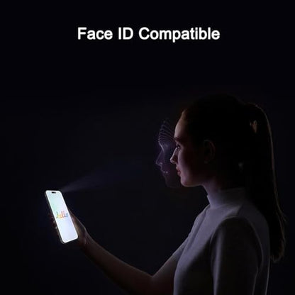 Privacy Screen Protector Compatible with iPhone, 9H Tempered Glass, Clear, Case Friendly, Anti-Scratch, Face ID Compatible (3, 15 Pro Max)