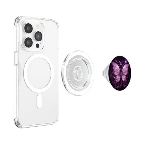 Pink Butterfly Purple Butterfly PopSockets PopGrip for MagSafe - style: Magnetic PopGrip