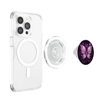 Pink Butterfly Purple Butterfly PopSockets PopGrip for MagSafe - style: Magnetic PopGrip