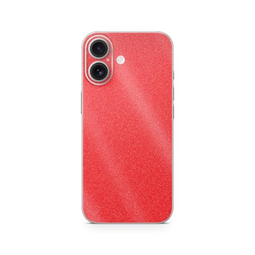 Glossy Glitter Phone Skin Compatible with Apple iPhone 17 - Solid Red - Premium 3M Vinyl Protective Wrap Decal Cover - Easy to Apply | Crafted in The USA by MightySkins - color: Solid Red, size: iPhone 17 (Back Wrap), style: Glossy Glitter Finish