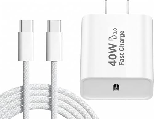 iPhone 17 Pro Max Charger Fast Charging, 40W Dynamic Power Adapter with 60W Max Woven 6FT USB-C Cable Data Sync for iPhone 17/Air/16/15 Plus/16/15 Pro Max/iPad Air mini Pro/AirPods Pro - size: 1 Pack