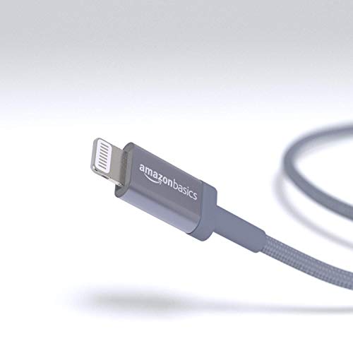 Amazon Basics MFi Certified USB-C to Lightning Cable, Fast Charging with Power Delivery for Apple iPhone and iPad, Nylon Braided, 3 Foot, Dark Gray - color: Dark Gray, size: 3 ft