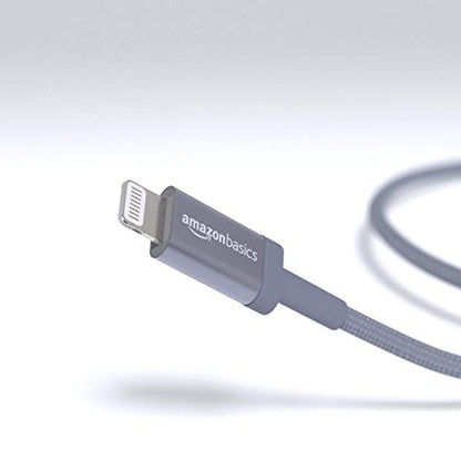 Amazon Basics MFi Certified USB-C to Lightning Cable, Fast Charging with Power Delivery for Apple iPhone and iPad, Nylon Braided, 3 Foot, Dark Gray - color: Dark Gray, size: 3 ft