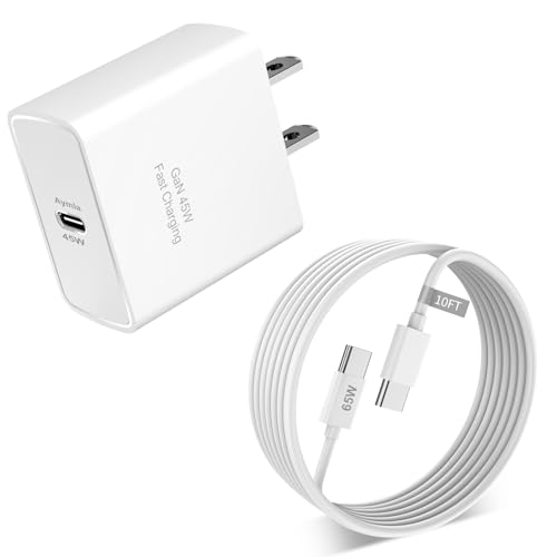 45W GaN USB C Fast Charger with 10FT C to C Cable for Google Pixel（White） - color: White, size: 10FT/3M