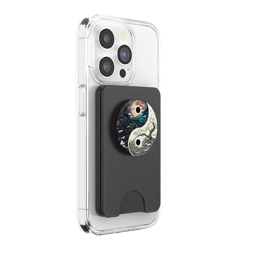 Yin Yang Day & Night Bonsai Cherry Blossom Sun Moon PopSockets PopWallet for MagSafe - style: Magnetic PopWallet