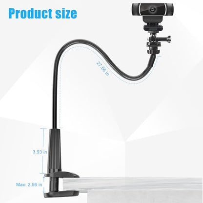 Webcam Stand for Desk, Flexible Gooseneck Webcam Mount Holder Arm with Phone Holder, Web Cam Stand Computer Camera Desk Mount for Logitech C922 C930e C920S C920 C615 C960 C920x BRIO 4K NexiGo N60 - size: 30 INCH