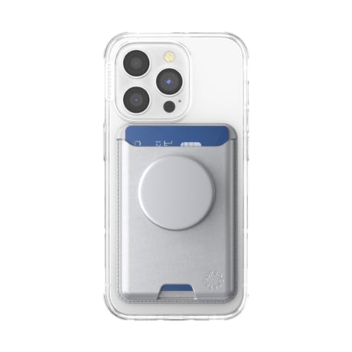 PopSockets Phone Wallet for MagSafe with Grip- Silver - color: Silver, style: With Grip