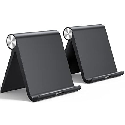 UGREEN Tablet Stand Holder for Desk 2 Pack Stand Compatible with iPad 10.2 11 Inch 9.7 Pro Mini 6 5 4 3, Desktop Portable Phone Holder Adjustable Home Office Accessories, Black - color: Black