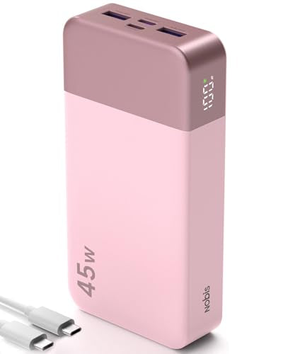 NOBIS Portable Charger,20000mAh Power Bank, 45W Fast Charging - color: Pink