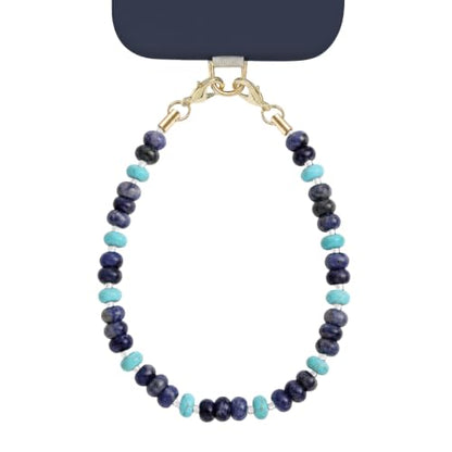 POSADINA Natural Stone Phone Charm, Beaded Healing Phone Wrist Strap, Handmade Cellphone Chain Lanyard with Tether Tab - color: Ocean Current