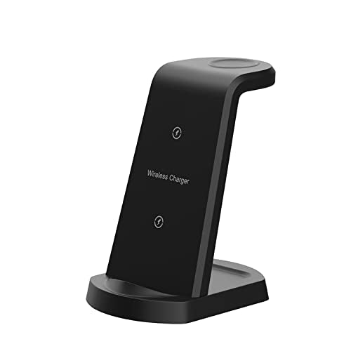 Aoresac 15W Fast Charging Dock 3 in 1 Wireless Charging Station, Smartphone Watch Earbuds Stand Holder with Anti Slip Design, Indicator Light for Home Office Hotel Bar