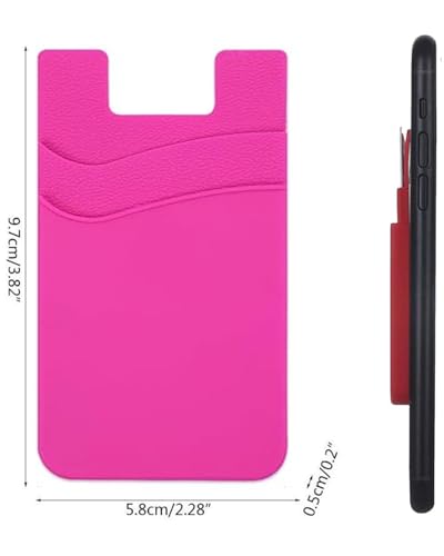 Silicone Card Holder for Phone Case, Stick On Wallet for iPhone - color: 5PC- Pink Color Scheme