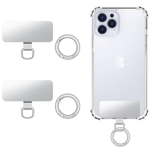 MoKo 2pcs Phone Tether Tab, Stainless Steel Cell Phone Lanyard Pads - color: Silver