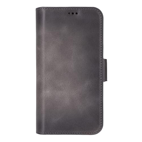 Bayelon Leather Wallet Case for iPhone 16 Pro 6.3" - Flip Cover Card Holder, iPhone 16 Pro Wallet Folio Case, Kickstand, MagSafe Compatible RFID, Real Leather iPhone 16 Pro Cover (Smoked Black) - color: Smoked Black, size: iPhone 16 Pro