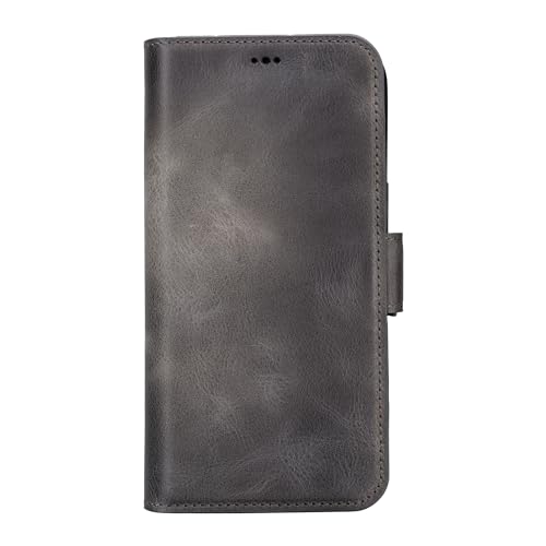 Bayelon Leather Wallet Case for iPhone 15 Pro Max - Flip Cover Card Holder, Folio Case, Kickstand, MagSafe Compatible Wallet RFID Blocking (Smoked Black) - color: Smoked Black, size: iPhone 15 Pro Max