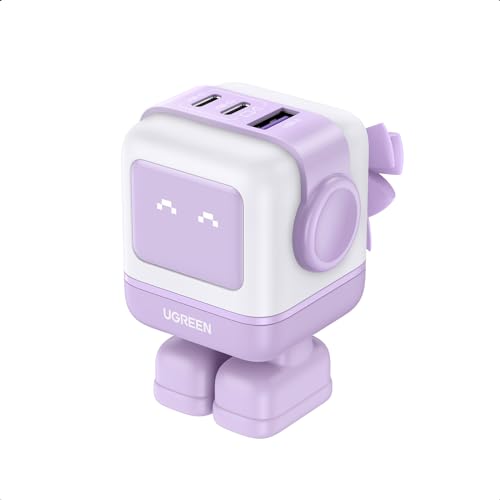 UGREEN Uno 65W 3-Port USB C Charger, GaN Fast Charging Block, Purple - color: Purple