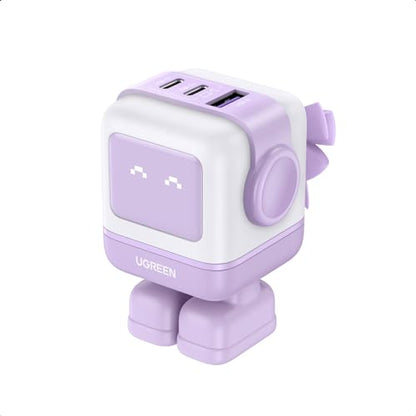 UGREEN Uno 65W 3-Port USB C Charger, GaN Fast Charging Block, Purple - color: Purple