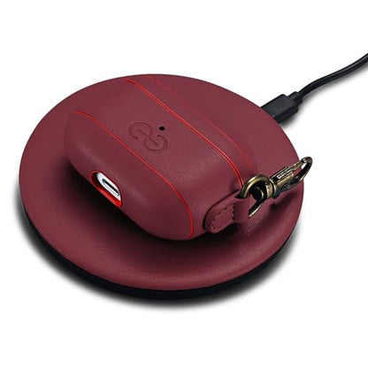 Dreem Om Case Cover with Keychain Clip Compatible with AirPods Pro 2/Pro, Protective One-Piece Hard Shell, Luxury Vegan Leather AirPod Pro Case 2nd/1st Generation with Separate Clip [Burgundy] - color: Burgundy, size: AirPods Pro 2