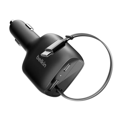 Belkin 75W USB C Car Charger, with 2.5ft. Retractable Cable