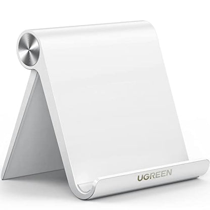 UGREEN Tablet Stand Holder Adjustable Portable Desktop Dock Office Compatible with iPad Pro 11 9.7 10.5 Air Mini 5 4 3 2 iPhone 17 16 15 14 13 12 White - color: White