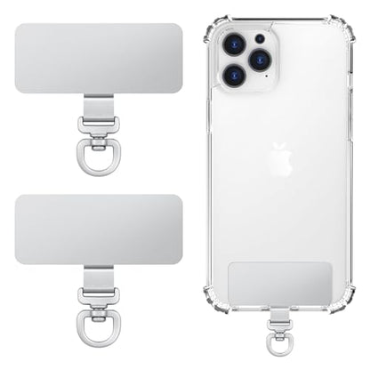 MoKo 2 Pack Metal Phone Tether Tabs, Rotatable 360° Phone Lanyard Patch - color: Deep Silver