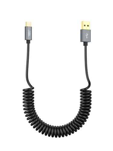 CableCreation Coiled USB A to C 60W Fast Charging Cable Max 5FT, CarPlay - style: A to C