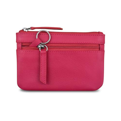 ili New York Leather Mini Compact Coin Purse - Indian Pink - color: Indian Pink