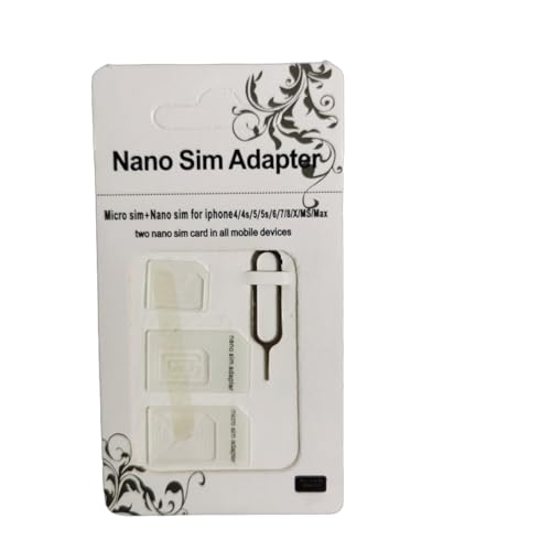 SIM Card Adapter, 4-in-1 SIM Converter Kit Nano/Micro/Standard with Tray Eject Pin - 1 Pack,White