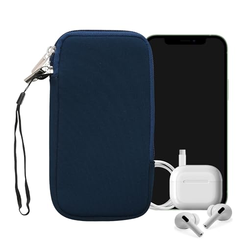 kwmobile Universal Phone Pouch Size XL - 6.7/6.8" - Neoprene Smartphone Pouch with Zip - Water-Repellent Mobile Phone Case - Sleeve in Navy Blue - color: navy blue, size: XL - 6.7/6.8"