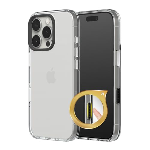 RhinoShield Clear Phone Case for iPhone 16 Pro | Anti-Yellowing, Transparent, High Clarity, Shockproof, Military Grade Drop Protection - color: Black Camera Ring, size: iPhone 16 Pro