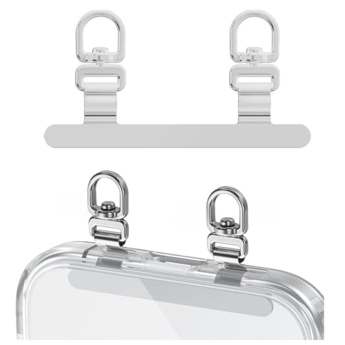 Two Hanging Ring Phone Tether Tab,360° Rotatable Ultra-thin 0.2mm Bending Design Universal Stainless Steel Phone Lanyard Metal Patch(M) - color: M
