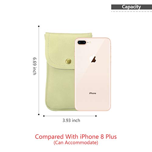 Cell Phone Neck Pouch, Techcircle PU Leather Carrying Bag with Credit Card Holder Adjustable Strap, Small Travel Purse for iPhone 11 XR XS Max SE 8 7 6 Plus, Galaxy S10 S7 Edge A10 J7, Moto G6 (Green) - color: 01 Green