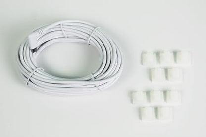 MOBI USB-A to USB-C Charging Cable, 25ft, White, Right-Angle Connector, Heavy-Duty, for Smartphones, Tablets, and Cameras with 10pc Cable Management Clips