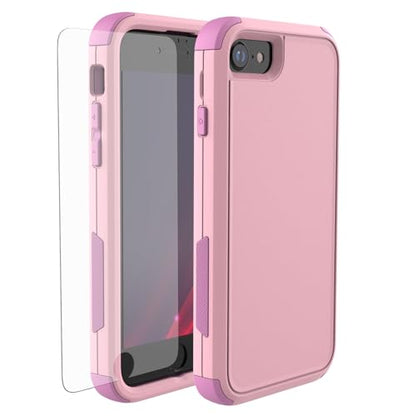 X-belmox Heavy Duty Phone Case for iPhone SE 3rd Generation Drop Proof Pink | with Screen Protector 3 in 1 iPhone SE 2020/2022 Case [Shockproof] Rugged Protective Cover for iPhone 7/8 4.7", pink - color: Pink