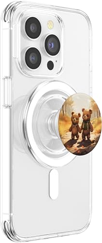 Teddy Bears Walking in Autumn Forest Holding Hands PopSockets PopGrip for MagSafe - style: Magnetic PopGrip