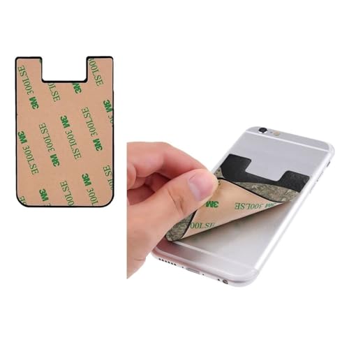 Brown Camo Army Wallet Cell Phone Camouflage Slim Leather Wallet Stick on Wallet Credit Card Sleeve Phone Adhesive Card Holder - color: Camo