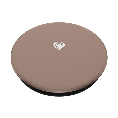 Cute Mocha Brown Heart Love Minimalist PopSockets Adhesive PopGrip - style: Adhesive PopGrip