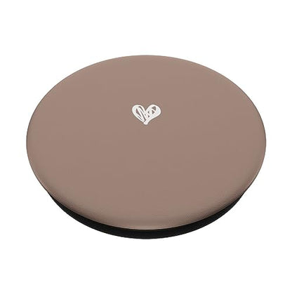 Cute Mocha Brown Heart Love Minimalist PopSockets Adhesive PopGrip - style: Adhesive PopGrip