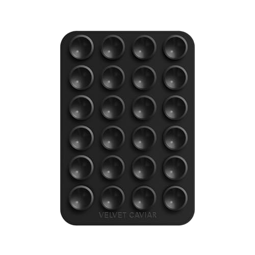 Velvet Caviar Suction Cup Phone Case Mount Compatible with MagSafe Devices Only - Magnetic Silicone Sticky Phone Grip Holder for iPhone Back of Phone - Mirror Gripper (Black) - color: Black