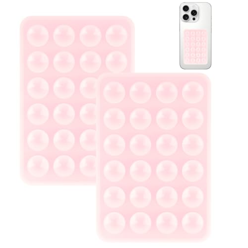 Yojaro 2 Pack Silicone Suction Phone Case Mount, Silicon Adhesive Smartphones Stand Sticky, Non Slip Suction Cup, Hands-Free Phone Accessories Holder for Selfies and Videos Light Pink - color: Light Pink