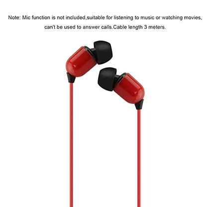 YOCUNKER 3.5mm Wired Earphone, in-Ear Earbuds, High Sound Quality, 3 Meter Length Cord, Lightweight, Smartphone/Tablet/Laptop/TV Earphones, Watch TV from a Distance, No Microphone(Red) - color: Red