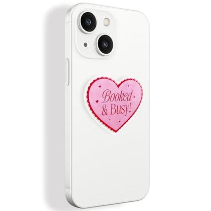 Cute Pink Heart Expandable Collapsible Grip, for with Kindle E-Readers, iPhones and Smartphones,Rotating Folding Elastic Base, A Gift for Book Lover - color: Booked&Busy