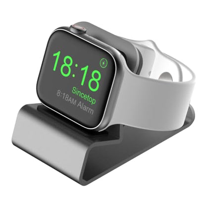 Sincetop Compatible with Apple Watch Charger Stand Ultra 2/Ultra/SE/9/8/7/6/5/4/3/2/1, Aluminum iWatch 49 45 41 44 40 42 38 Charging Holder Dock Nightstand Mode-Magnetic Charger not Included-Gray - color: Gray