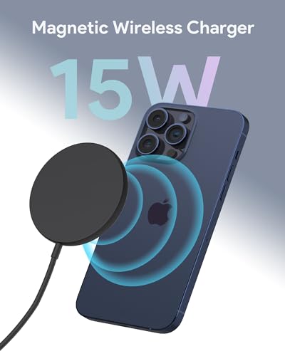 Magnetic Wireless Charger for iPhone, Fast Charging pad for MagSafe Compatible with iPhone 17/16/15 Pro/Pro Max/Plus/14/13 & AirPods 3/2/Pro - color: Black-05