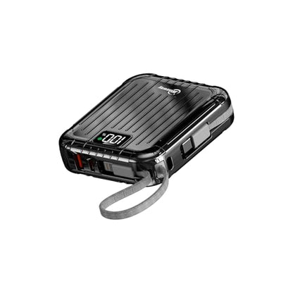 10000mAh Small 22.5W Power Bank with Built in Cable, 3A Fast Charging, 4 Outputs 2 Inputs, Mini Portable Charger for Samsung Google Pixel LG Moto iPhone iPad