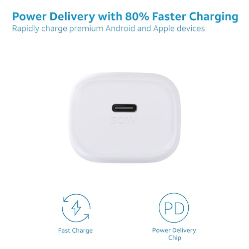 AT&T 30W USB C Wall Charger PD Fast Charging Foldable Travel Adapter White - color: 30W White